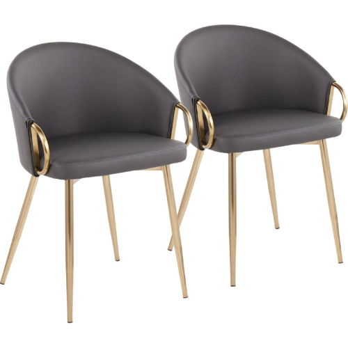 Claire Dining Accent Chair in Gold & Grey Leatherette (Set of 2)